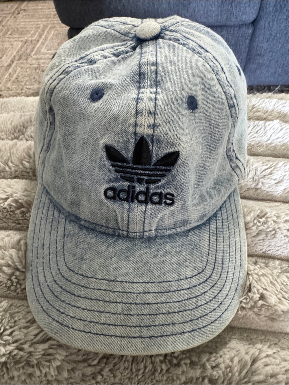adidas Light Wash Denim Baseball Cap with Black Trefoil
